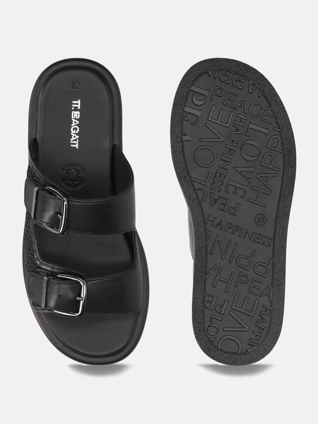 TT.BAGATT Hanoi black Premium Leather Flatform Sandals