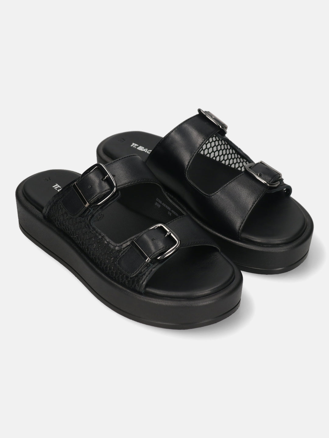 TT.BAGATT Hanoi black Premium Leather Flatform Sandals