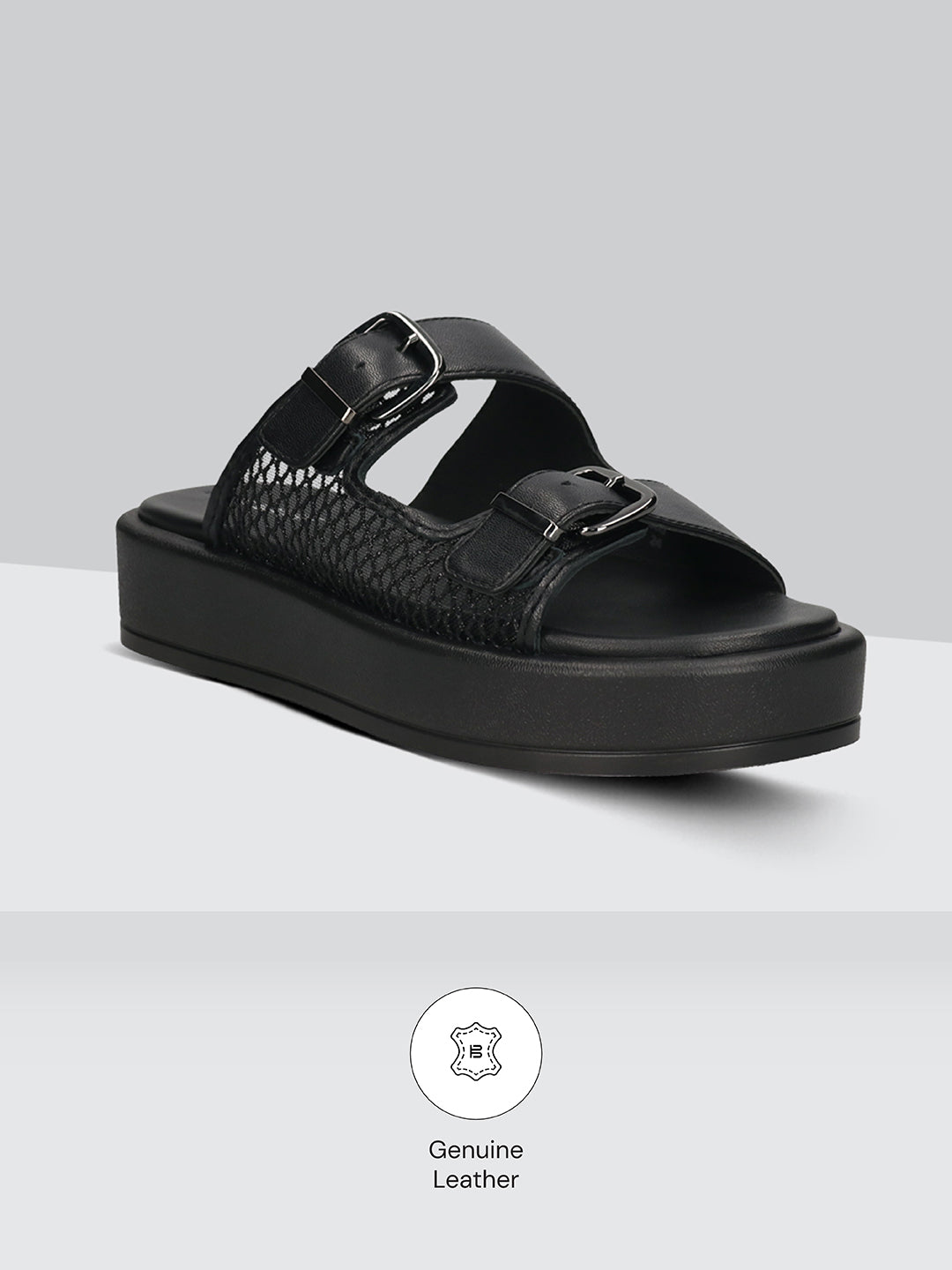 TT.BAGATT Hanoi black Premium Leather Flatform Sandals