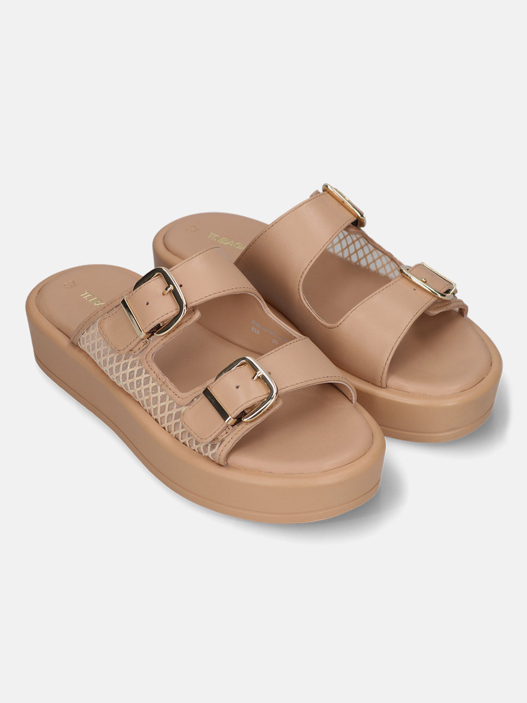 TT.BAGATT Hanoi Beige Premium Leather Flatform Sandals