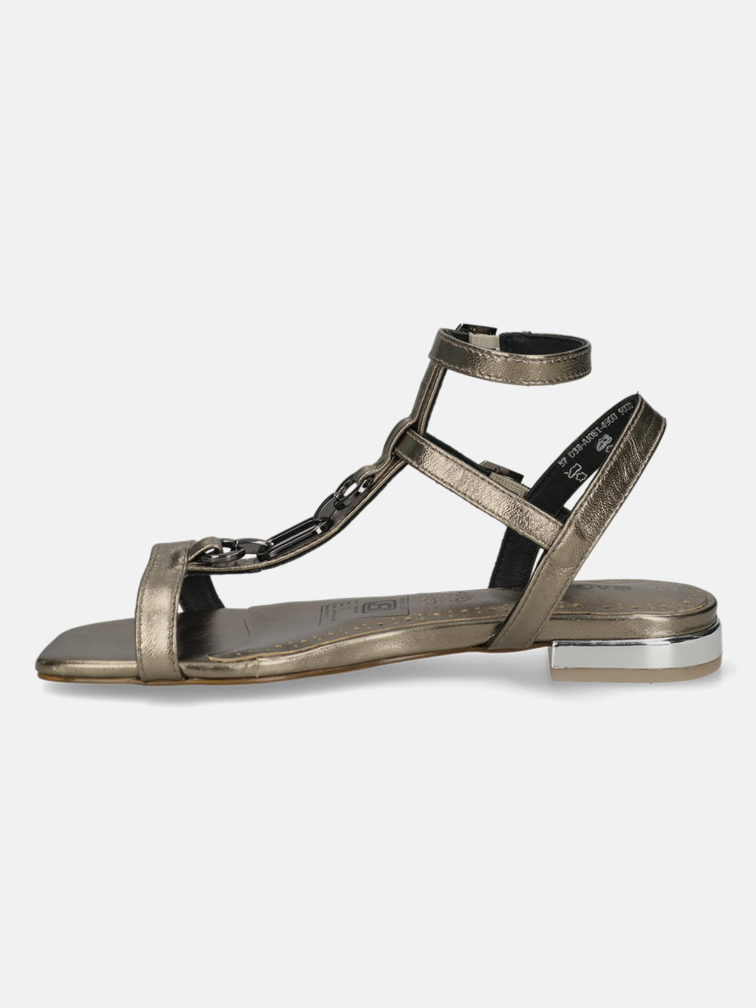 BAGATT Premium Leather Metallics Ankle Strap Sandals