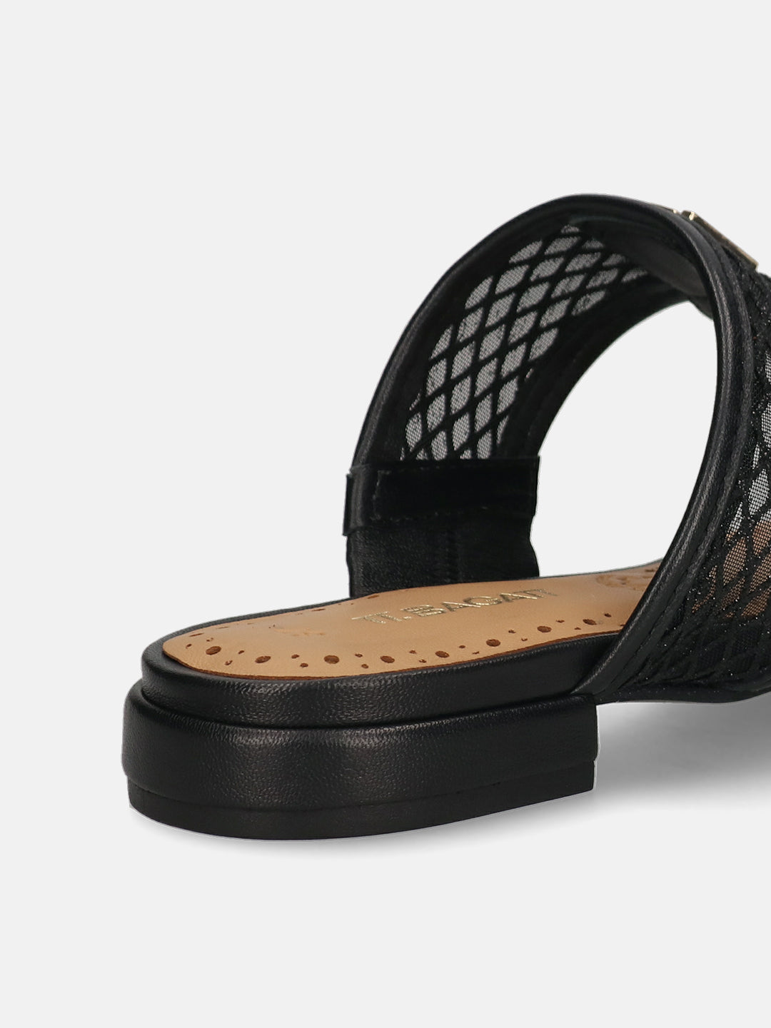 TT.BAGATT Glaze Black Premium Leather Flat Sandals