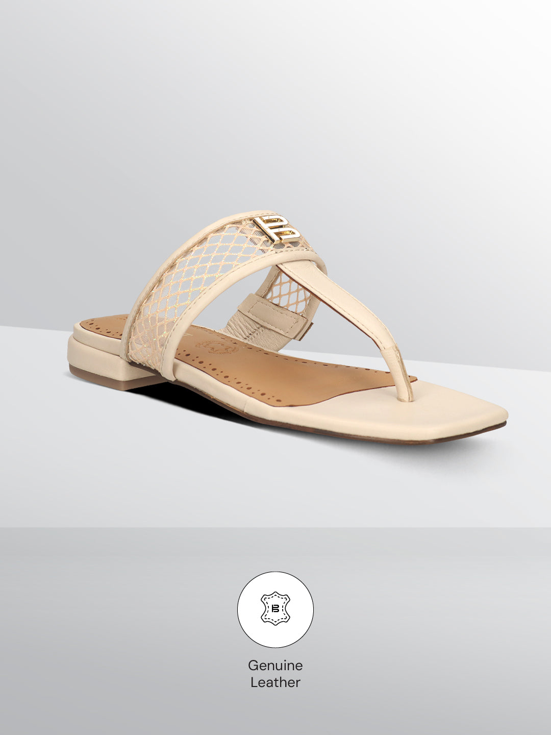 TT.BAGATT Glaze beige Premium Leather Flat Sandals