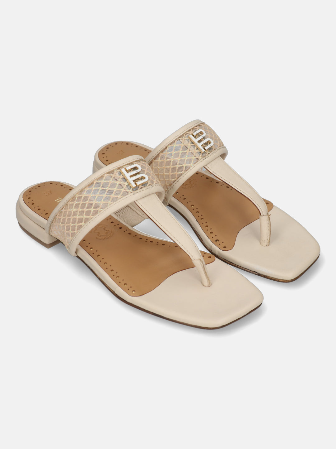TT.BAGATT Glaze beige Premium Leather Flat Sandals
