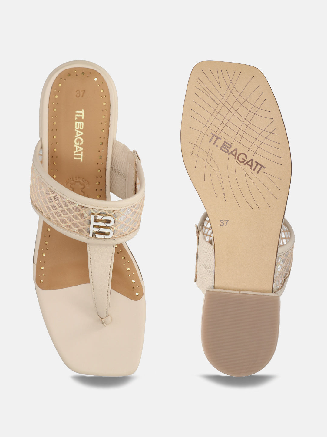 TT.BAGATT Glaze beige Premium Leather Flat Sandals