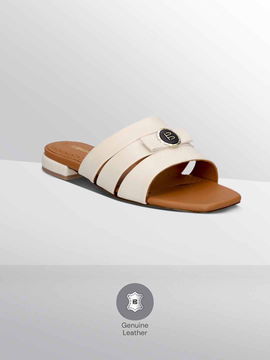 TT.BAGATT Glaze Off-White Premium Leather Mules Flat Sandal