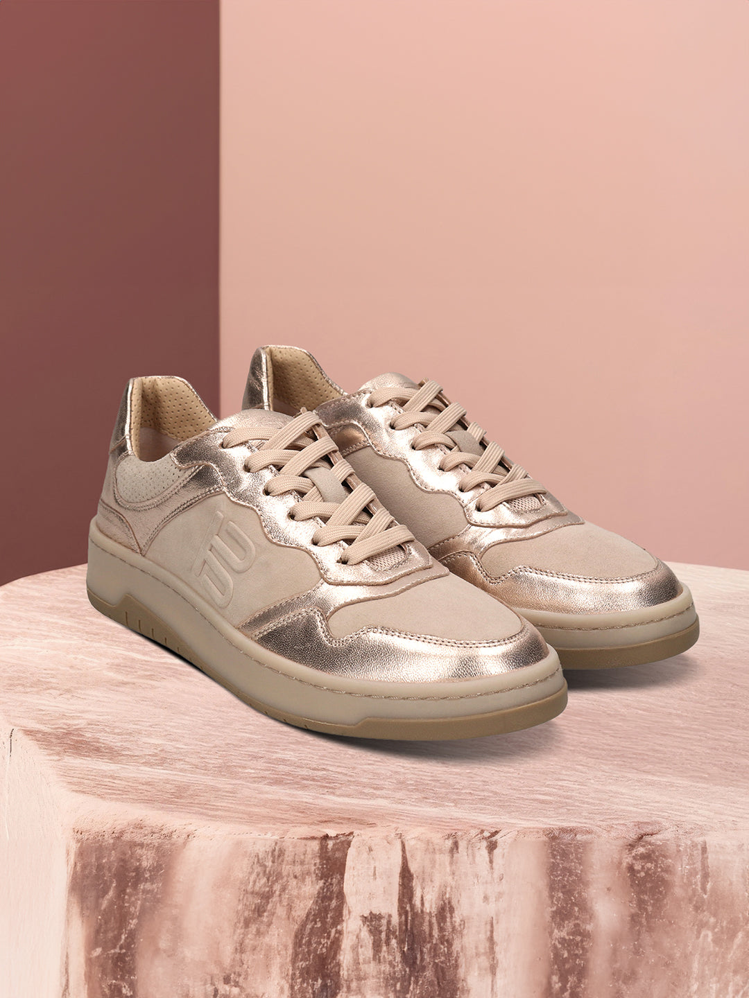 BAGATT  Sting  Gold  Premium Leather Mid Top Sneakers