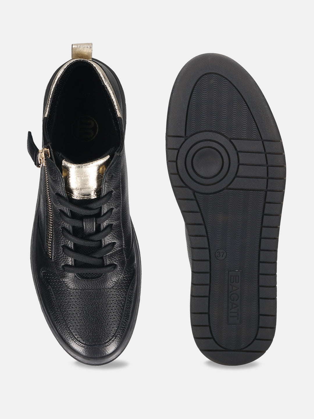 BAGATT Premium Leather Black High Top Sneakers