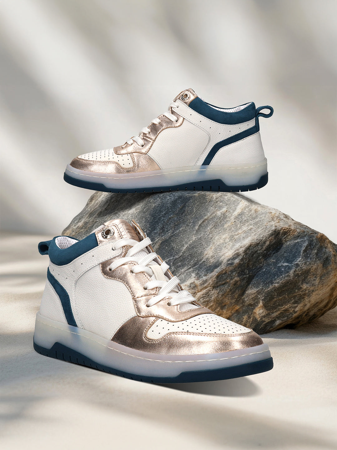 BAGATT  Sting  White  Premium Leather High Top Sneakers