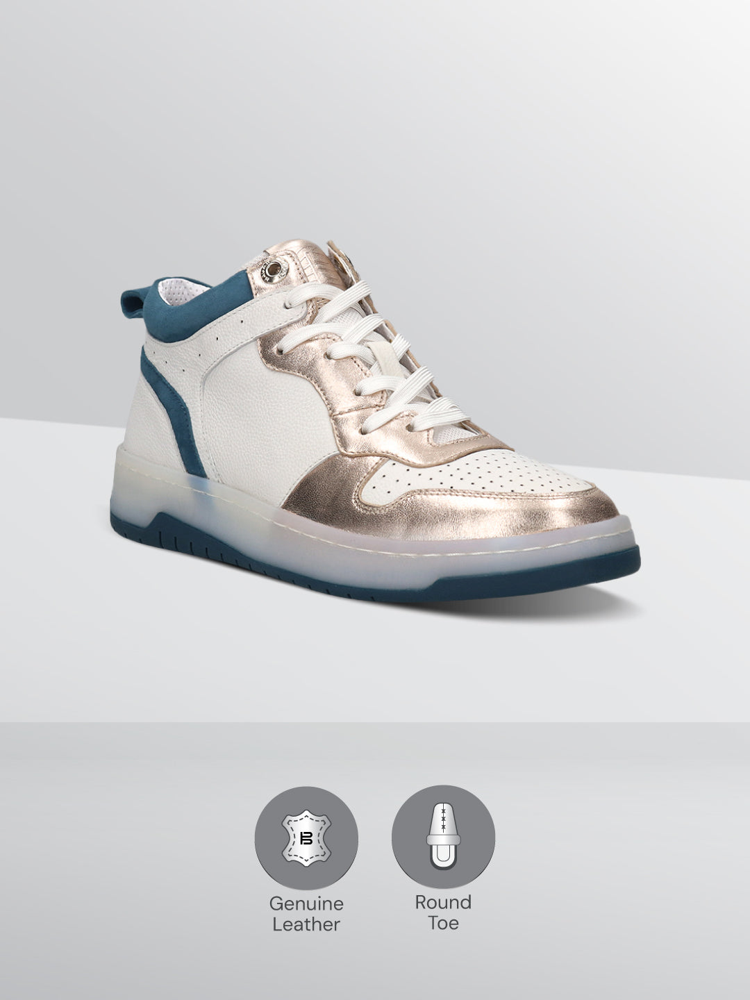 BAGATT  Sting  White  Premium Leather High Top Sneakers