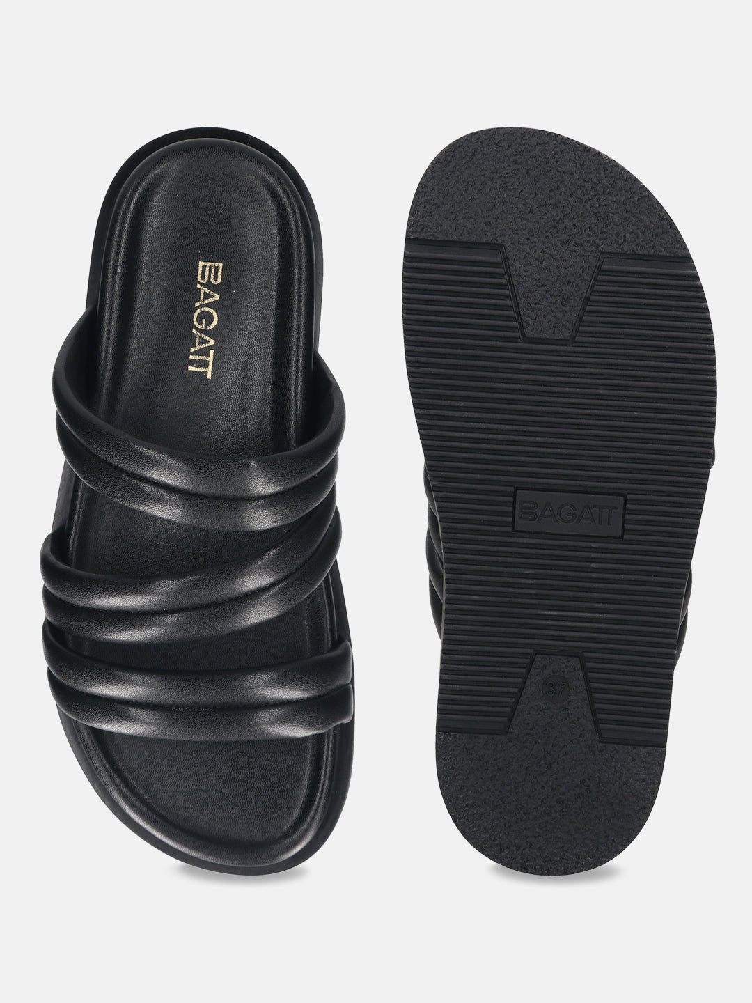 Chandra Black Flatform Sandals