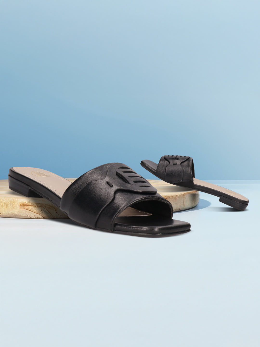 BAGATT  Mala Black Premium Leather Flat sandals