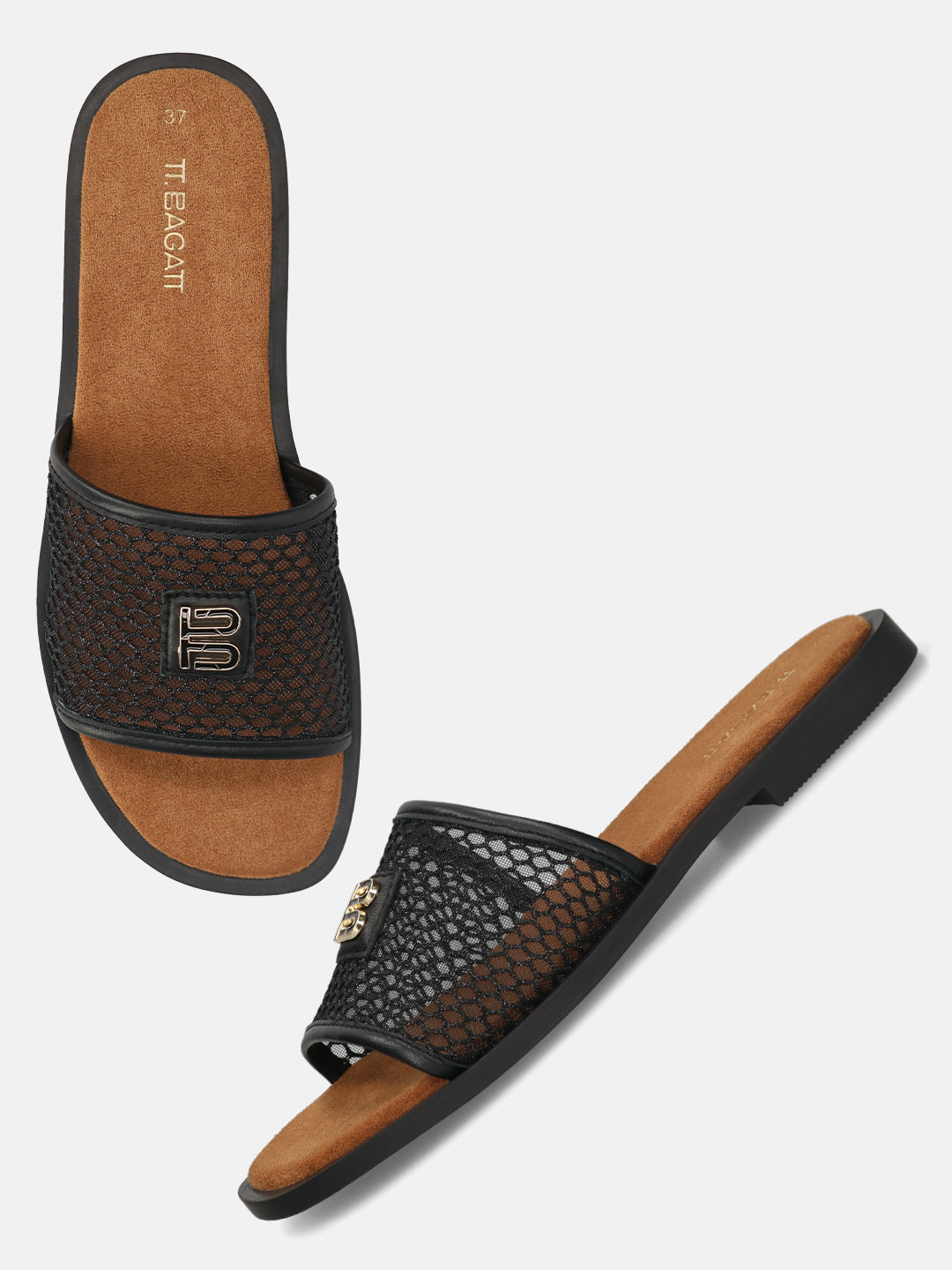 TT.BAGATT Yasha black Premium Leather Flat Sandals