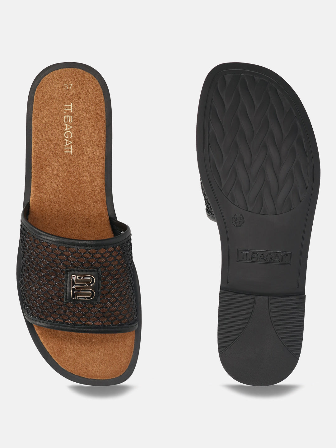 TT.BAGATT Yasha black Premium Leather Flat Sandals