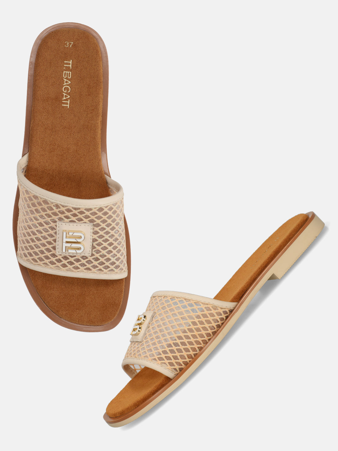 TT.BAGATT Yasha beige Premium Leather Flat Sandals