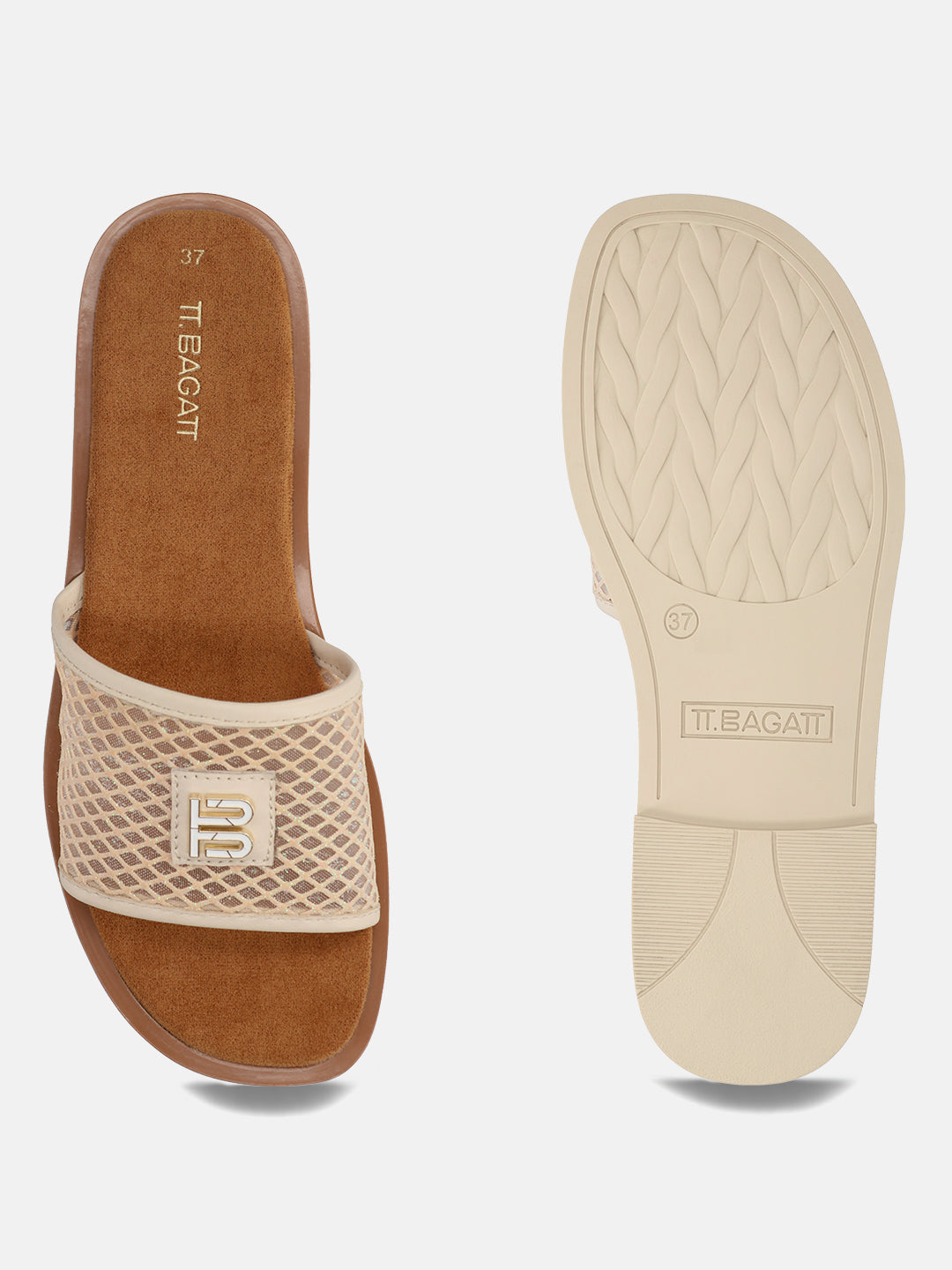 TT.BAGATT Yasha beige Premium Leather Flat Sandals