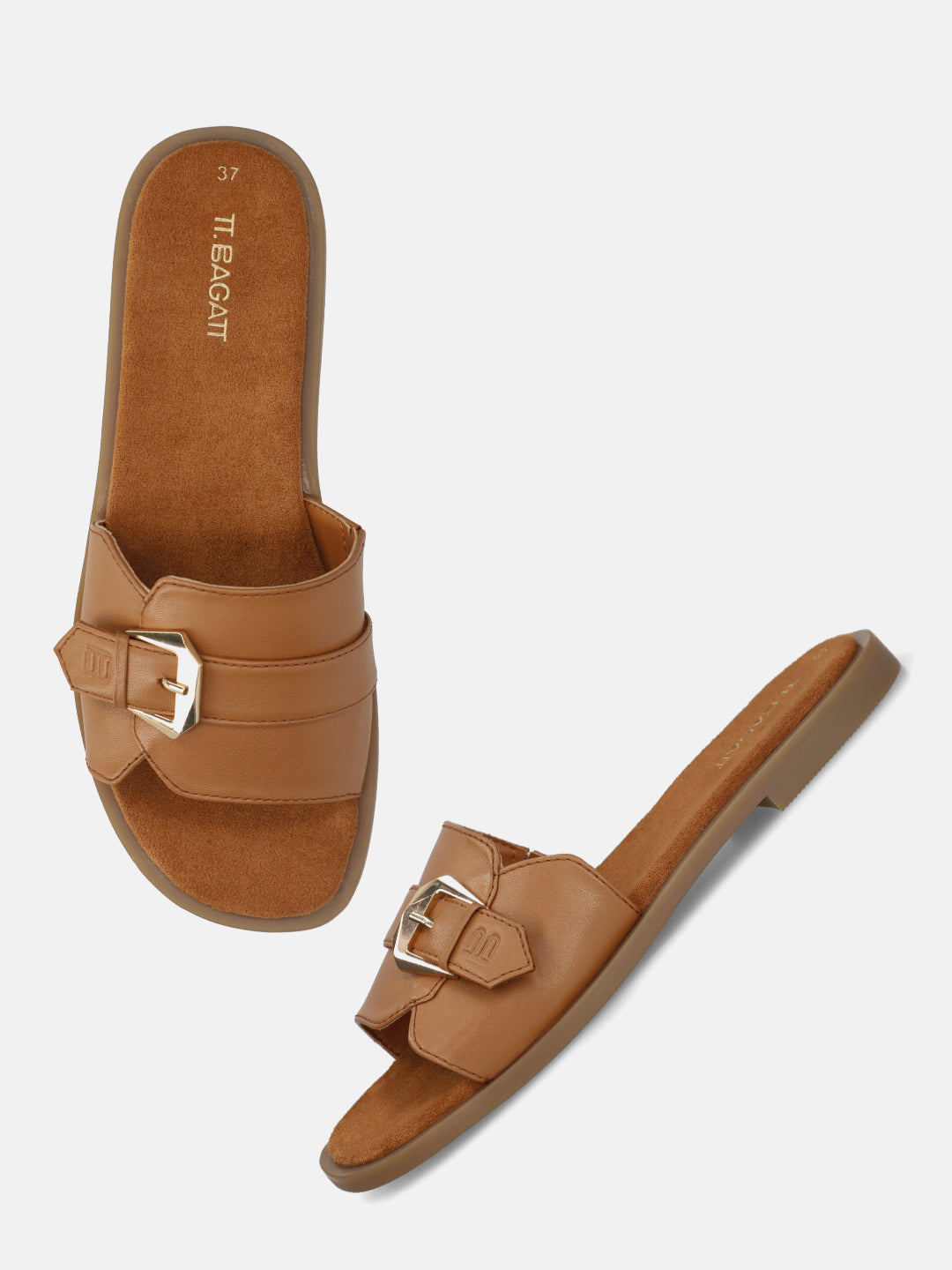 TT.BAGATT Yasha cognac Premium Leather Flat Sandals