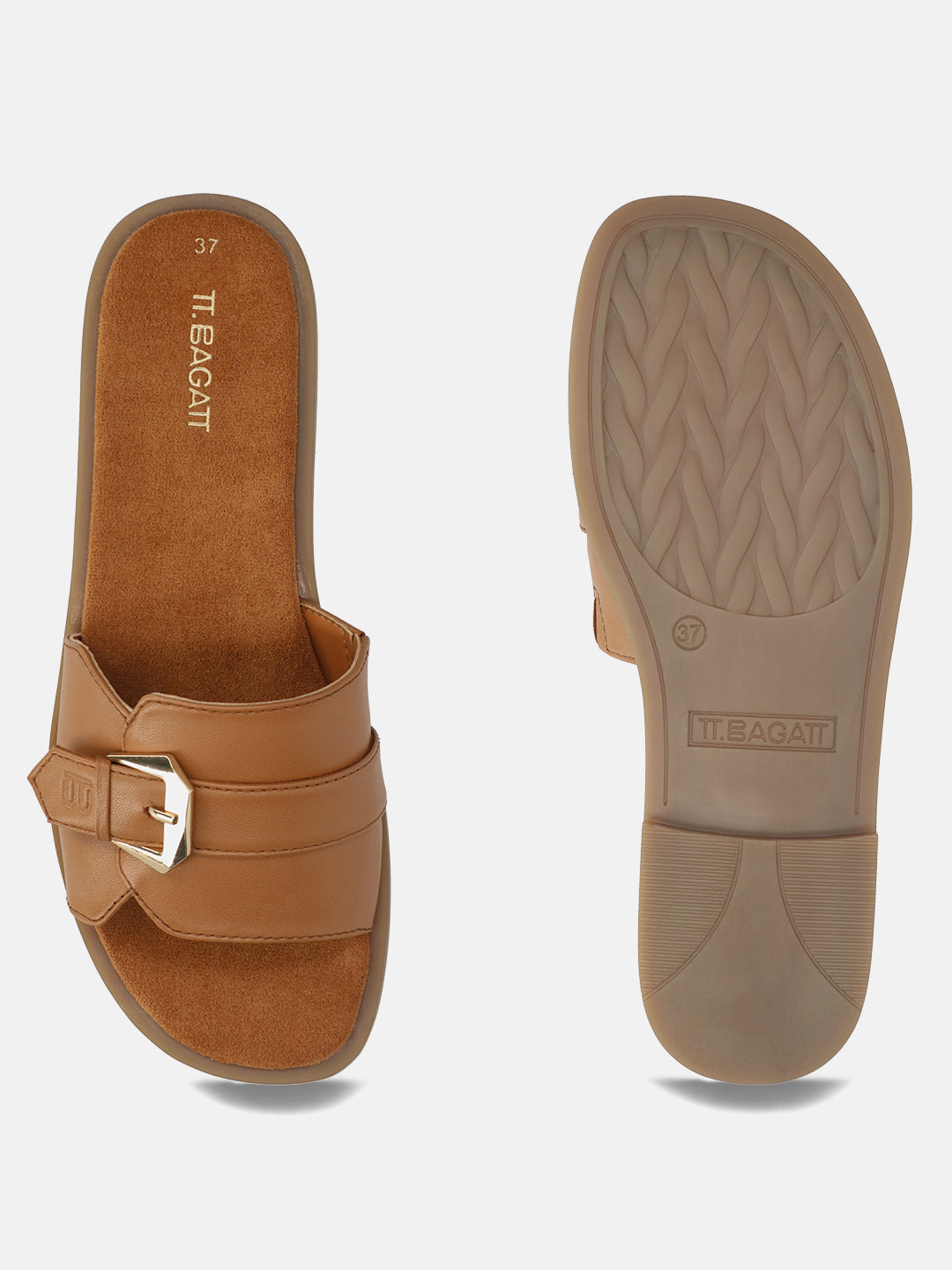 TT.BAGATT Yasha cognac Premium Leather Flat Sandals