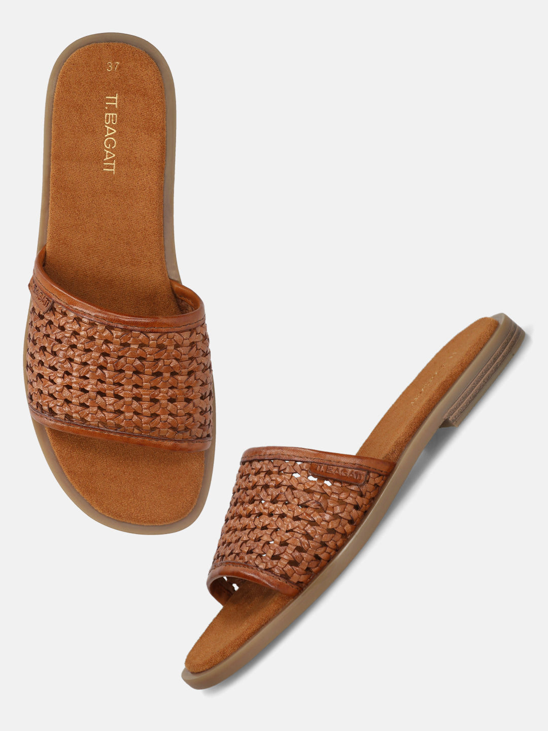 TT.BAGATT Yasha cognac Premium Leather Flat Sandals