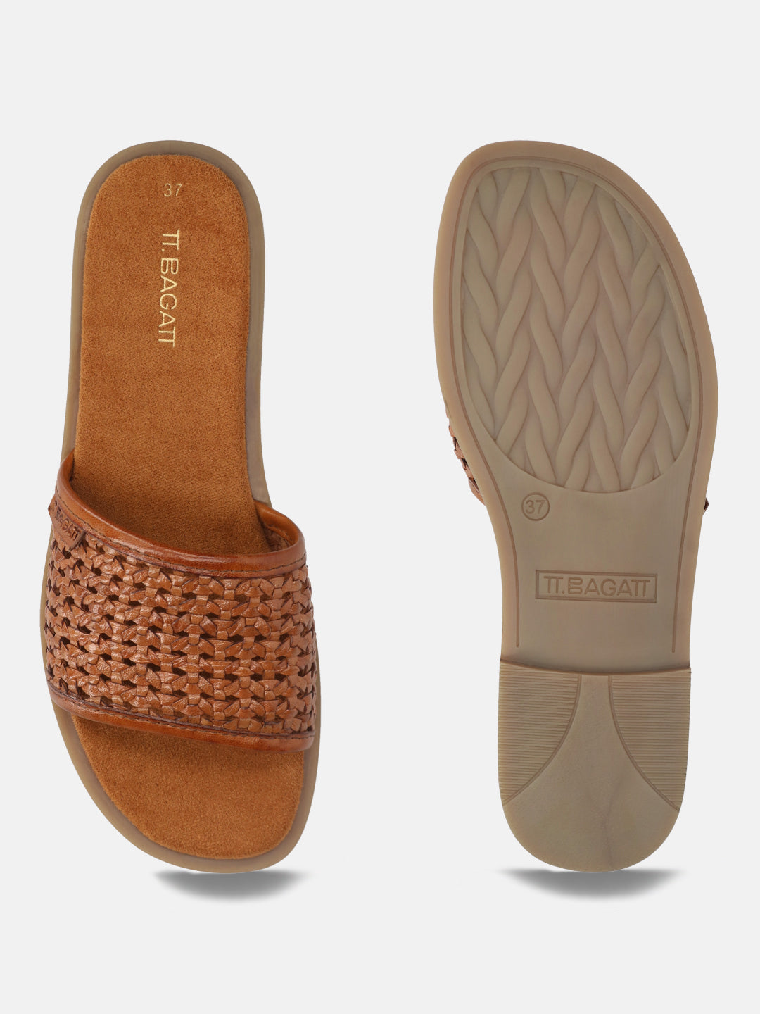 TT.BAGATT Yasha cognac Premium Leather Flat Sandals