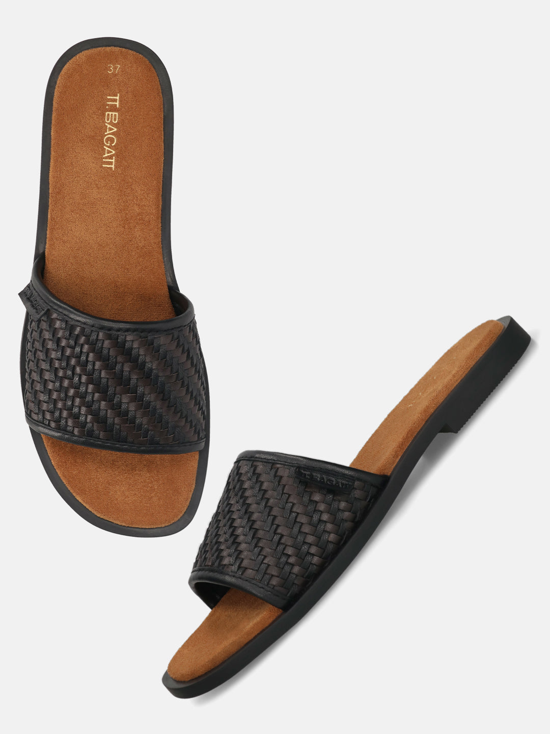 TT.BAGATT Yasha black Premium Leather Flat Sandals