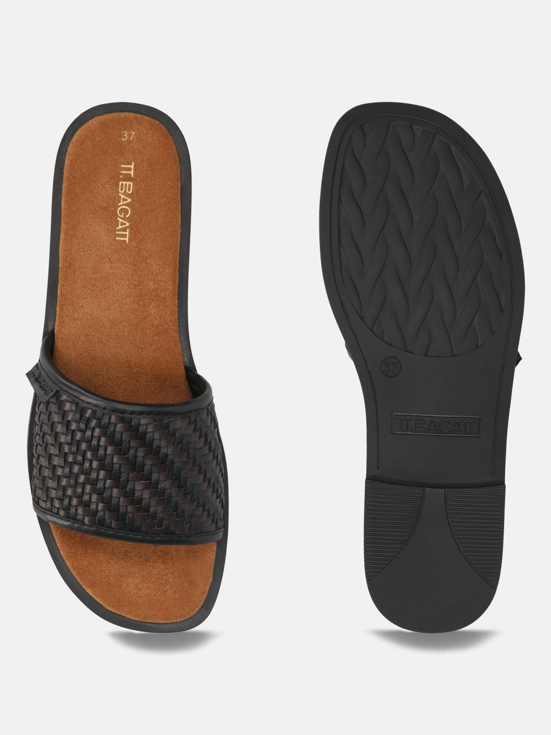 TT.BAGATT Yasha black Premium Leather Flat Sandals