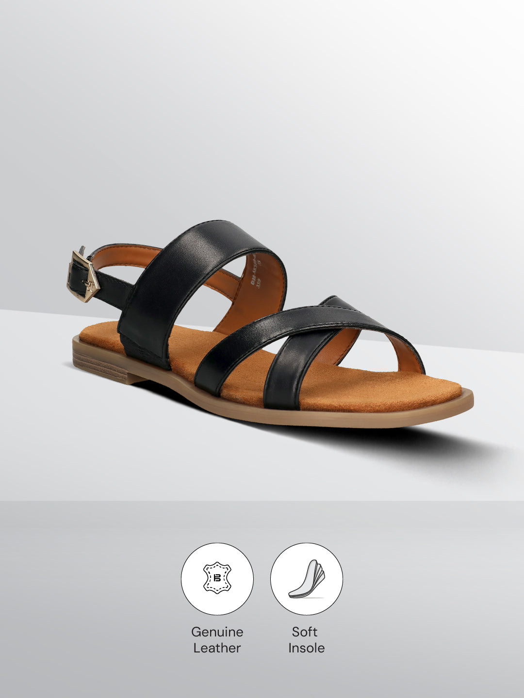 TT.BAGATT Yasha black Premium Leather Flat Sandals