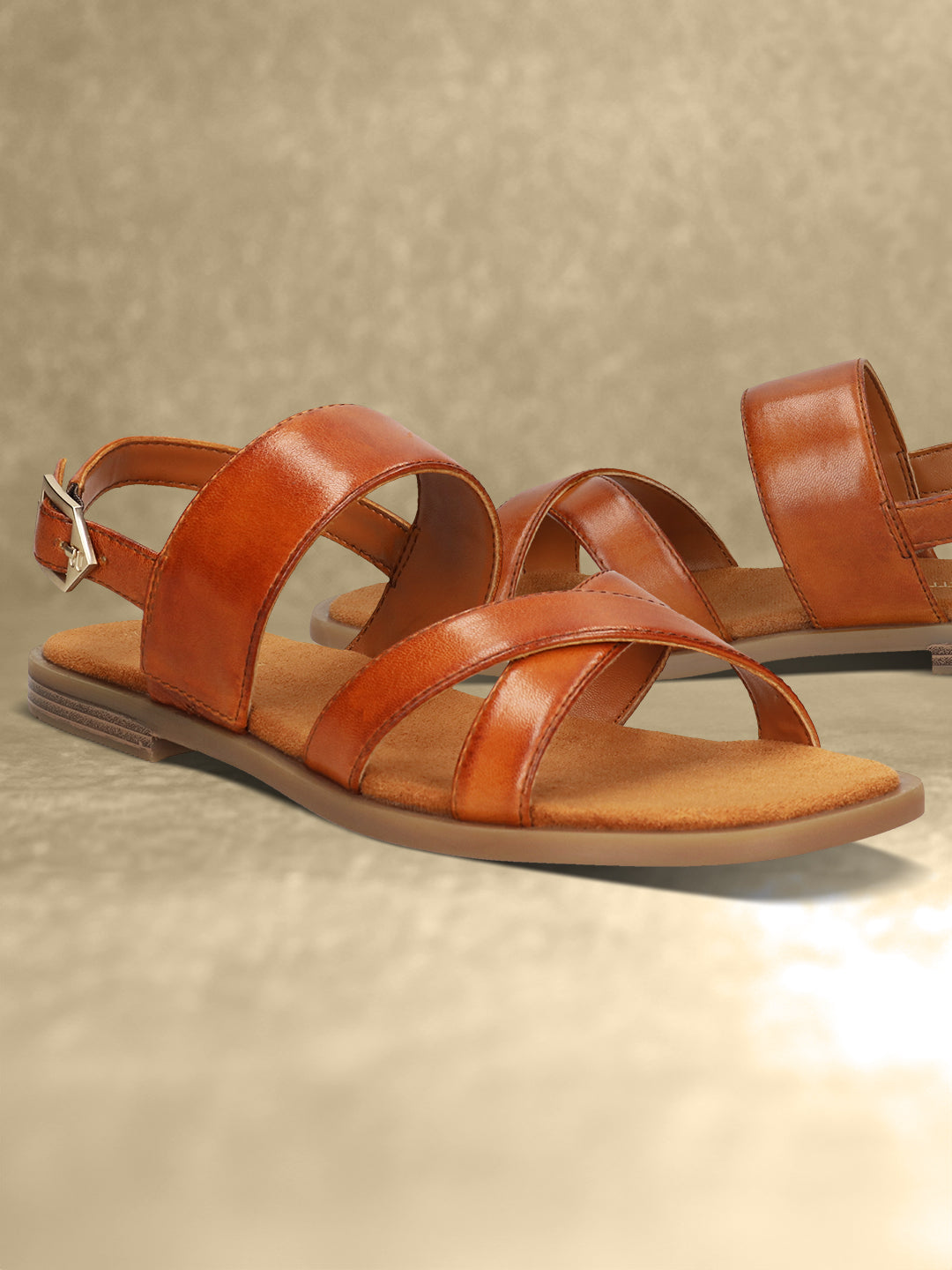 TT.BAGATT Yasha cognac Premium Leather Flat Sandals