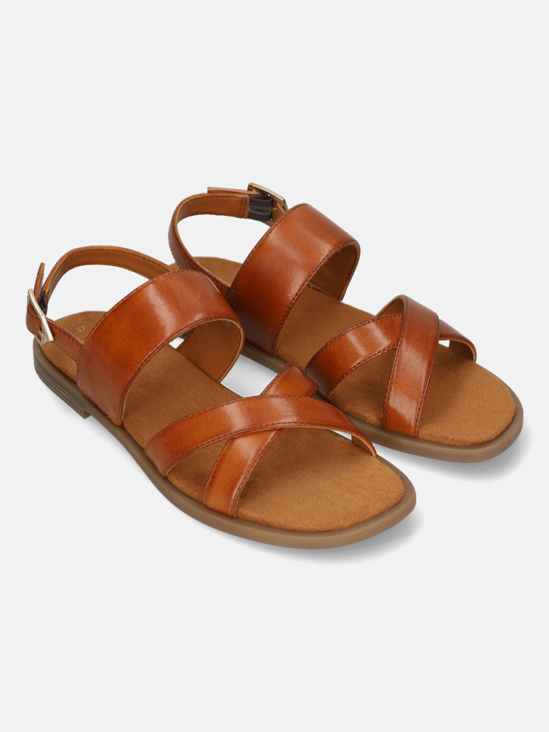 TT.BAGATT Yasha cognac Premium Leather Flat Sandals