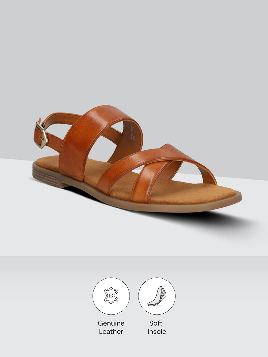 TT.BAGATT Yasha cognac Premium Leather Flat Sandals