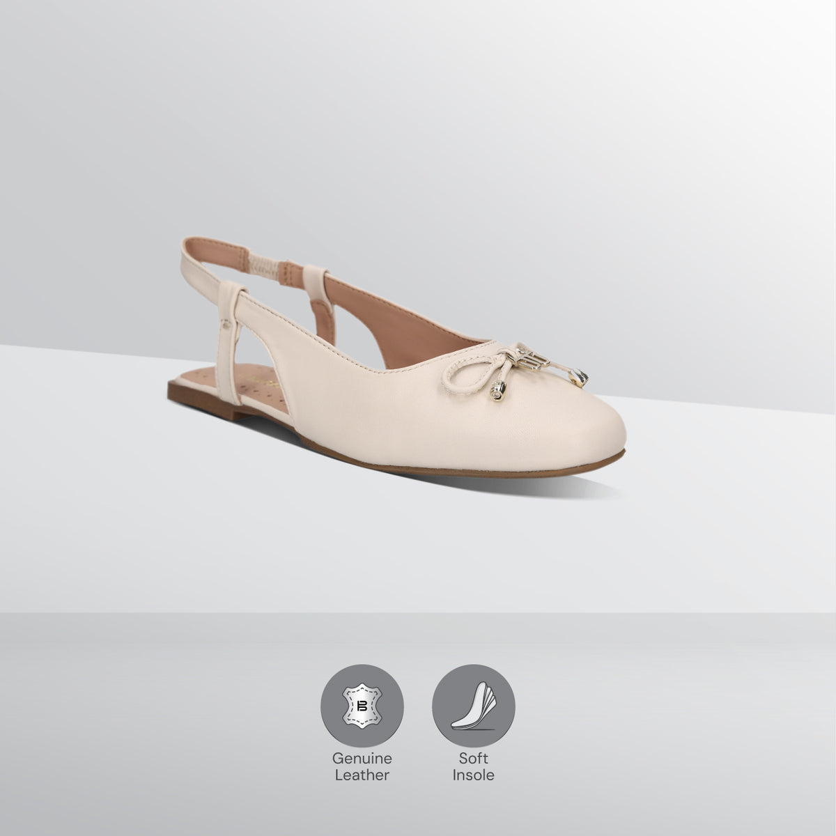 TT.BAGATT Amalia Off-White Premium Leather Slingback Slip-Ons