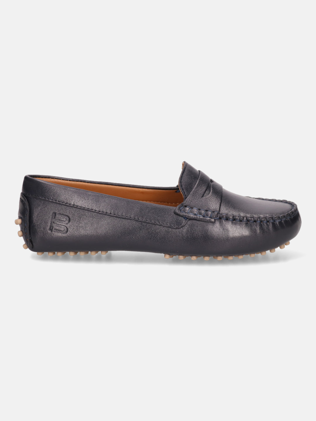 Lilly Dark Blue Leather Driver Shoes