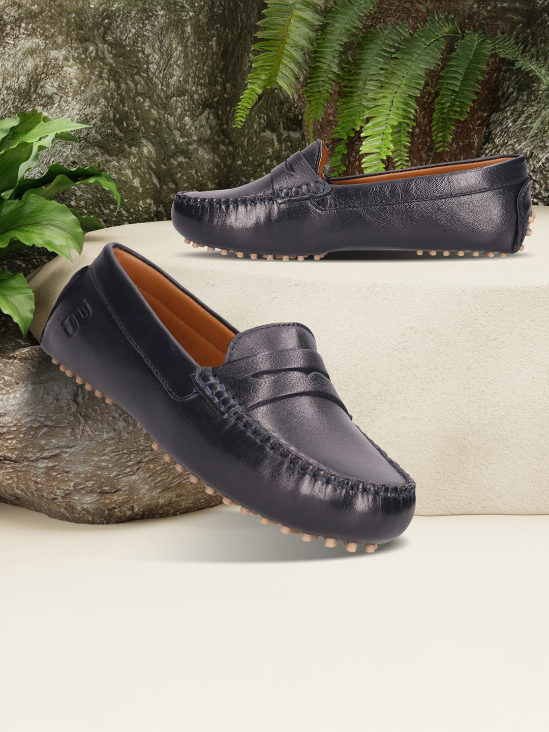 BAGATT  Lilly Dark Blue Premium Leather Slip-Ons