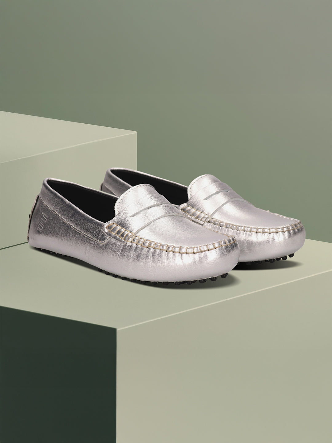 BAGATT  Lilly Silver Premium Leather Slip-Ons