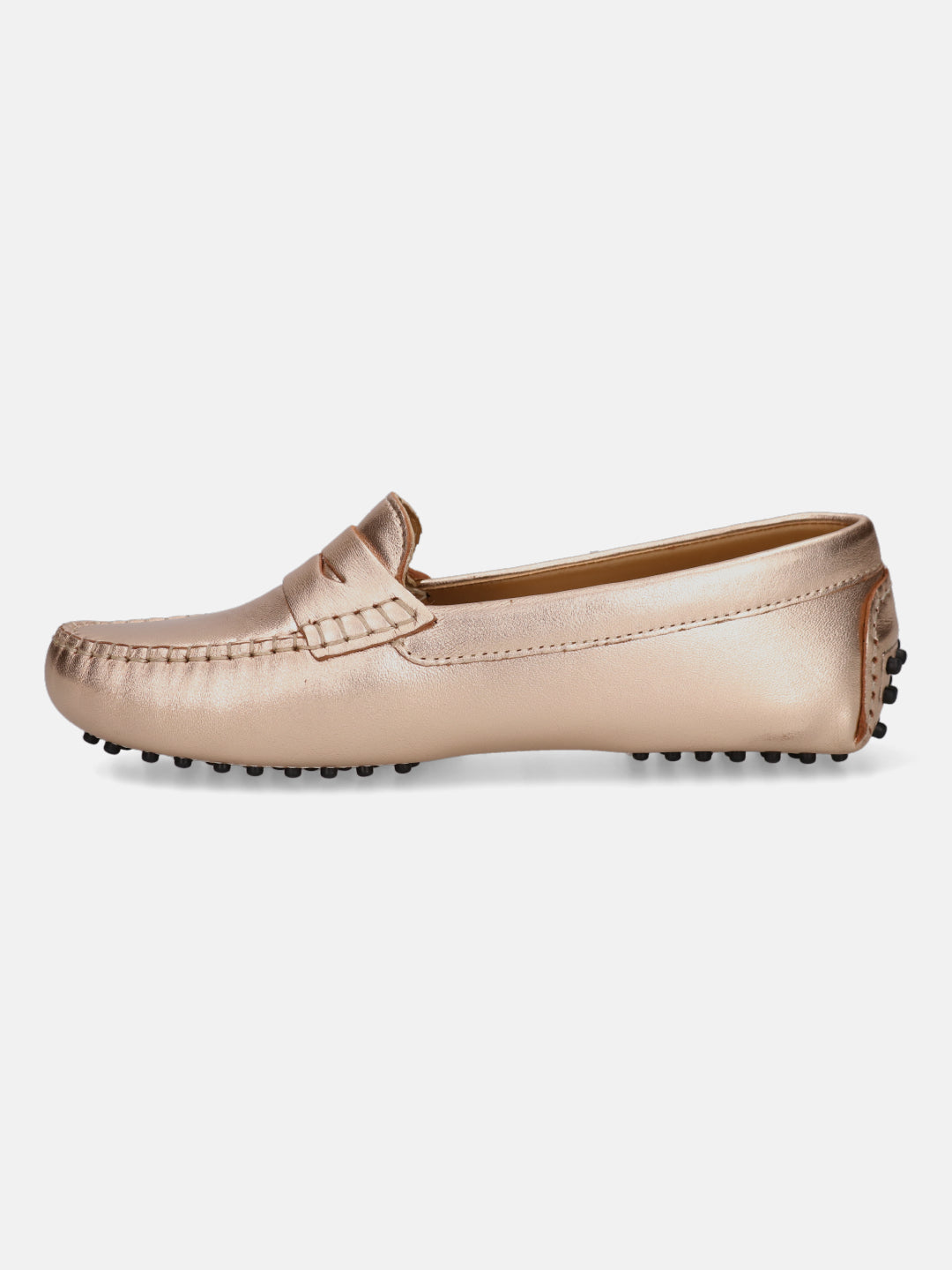 Lilly Gold Leather Driver Shoes