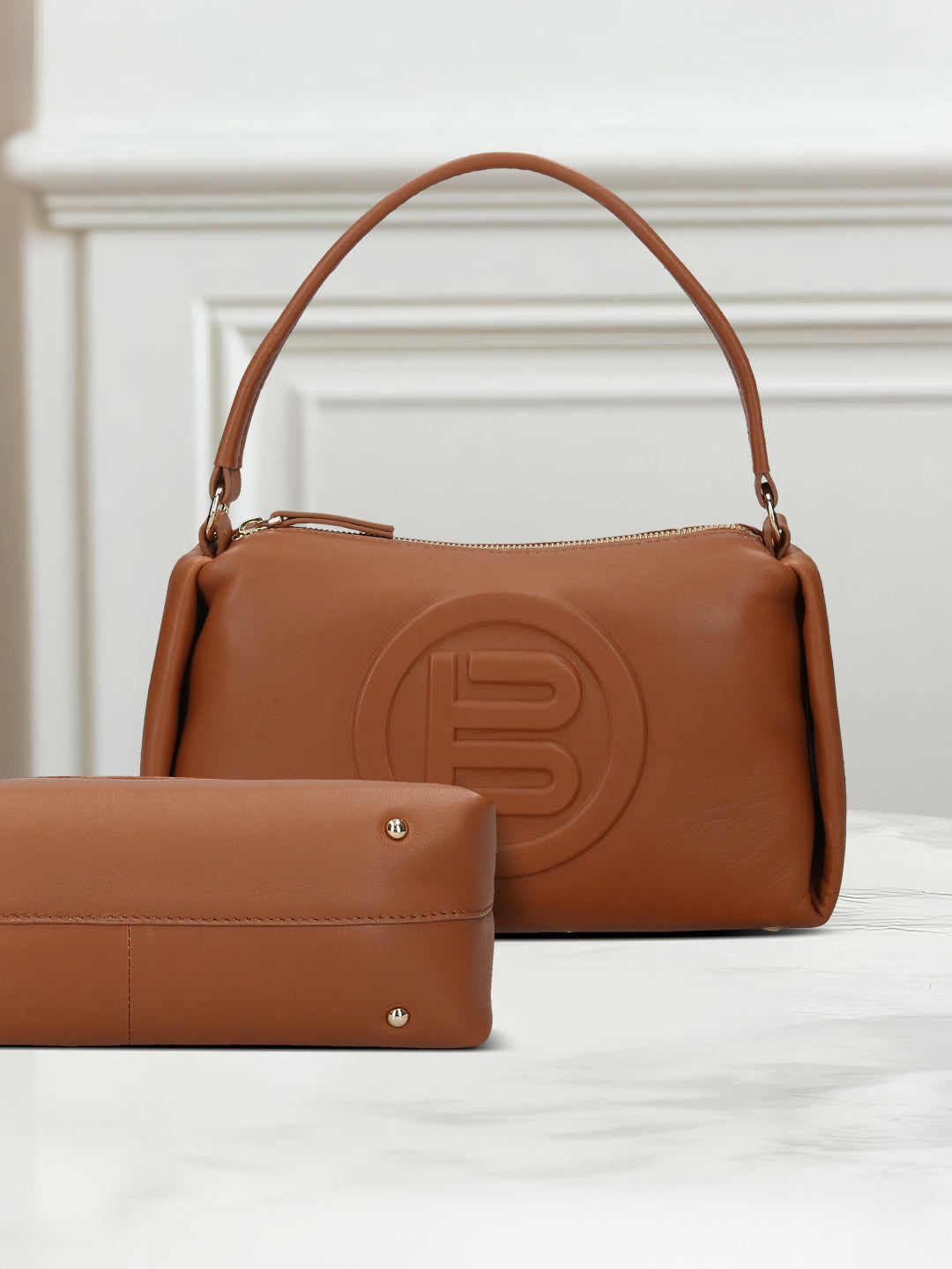 BAGATT Tan Soft Plain  Leather Cross body bag