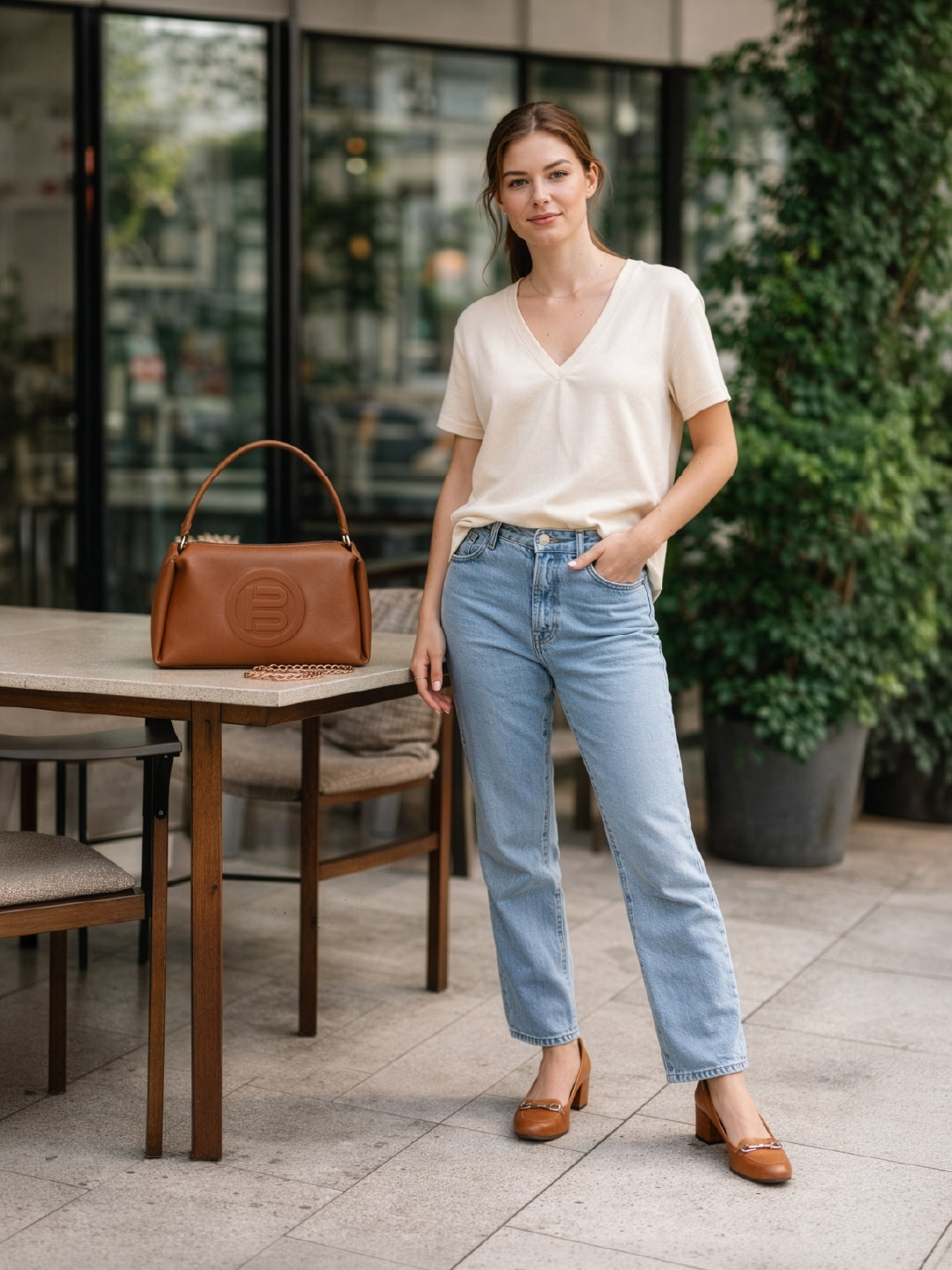 BAGATT Tan Soft Plain Leather Cross body bag