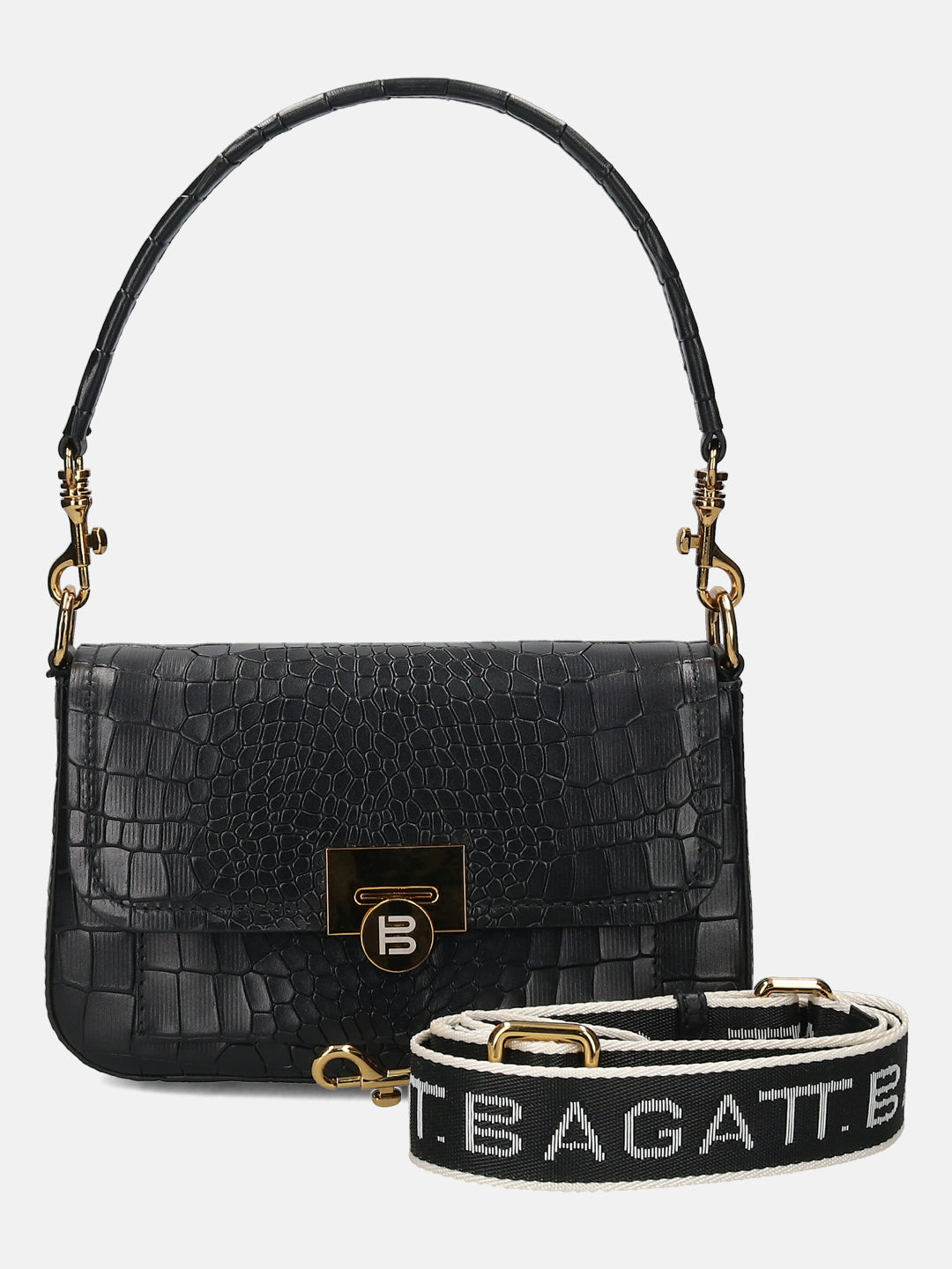 BAGATT Black Croco Leather  Cross body bag