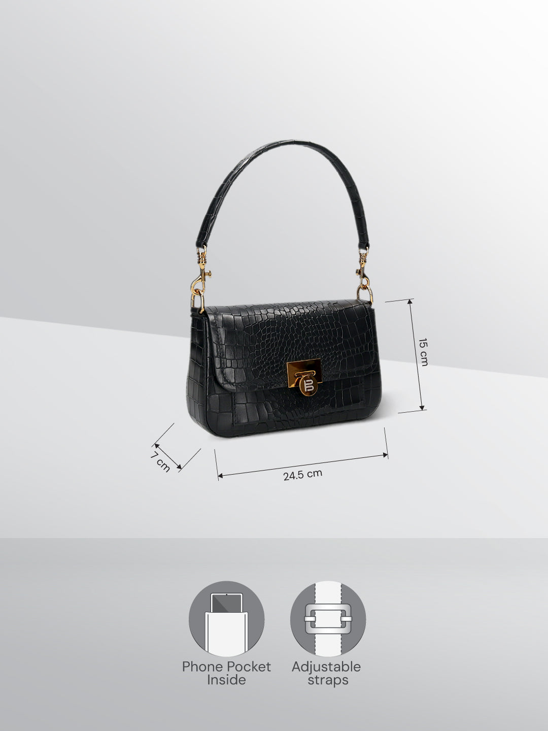 BAGATT Black Croco Leather  Cross body bag