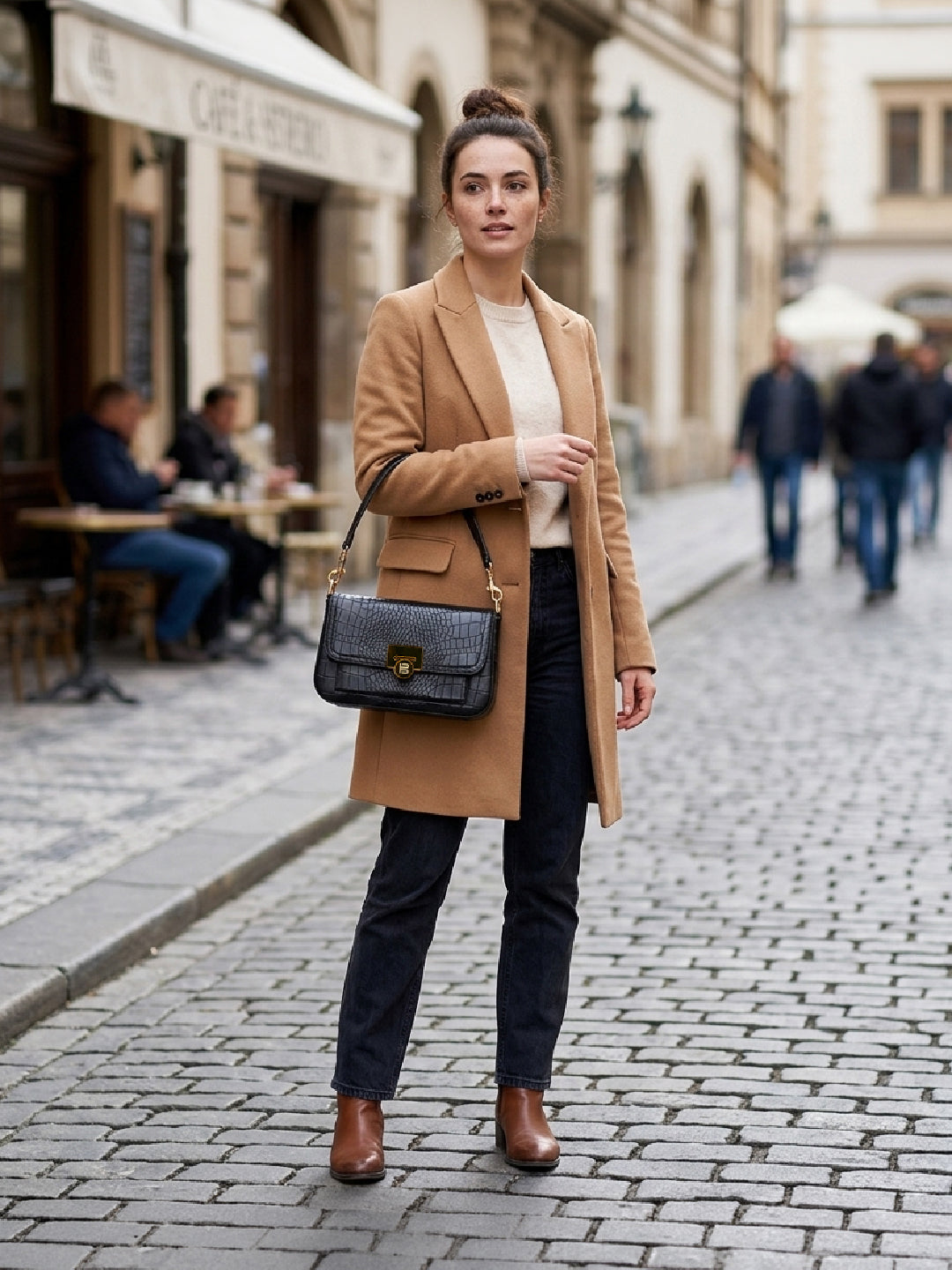 BAGATT Black Croco Leather Cross body bag