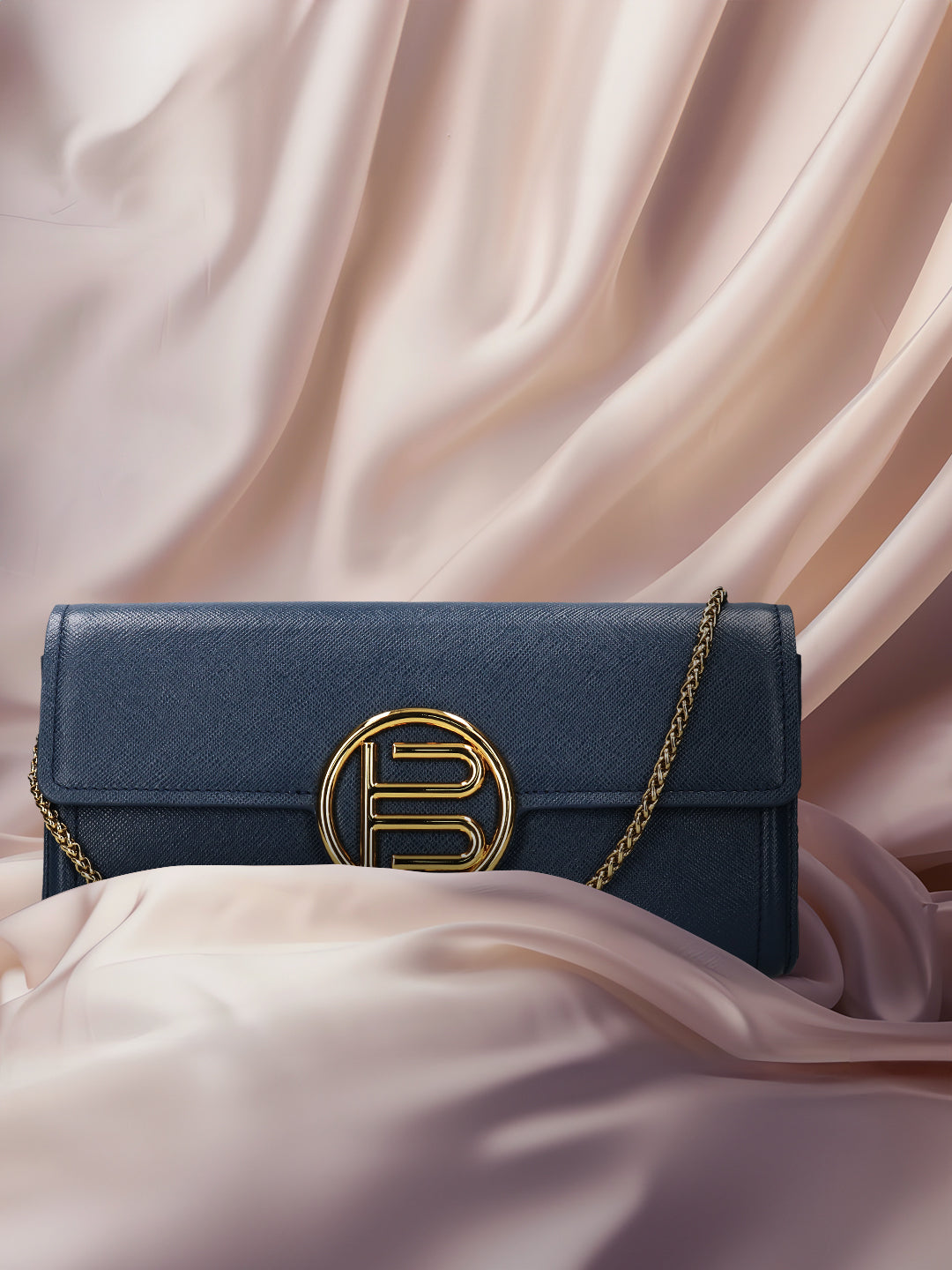 BAGATT Blue Saffiano Leather Clutch