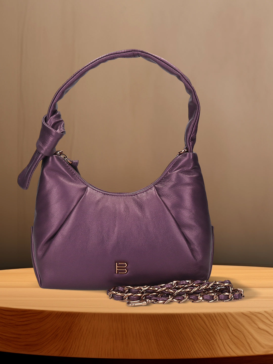 BAGATT Plum   Soft Metallic  Leather Mini Bag