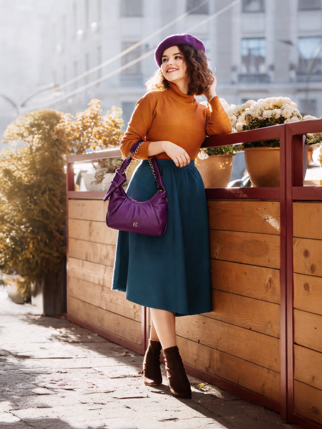 BAGATT Plum  Soft Metallic Leather Mini Bag