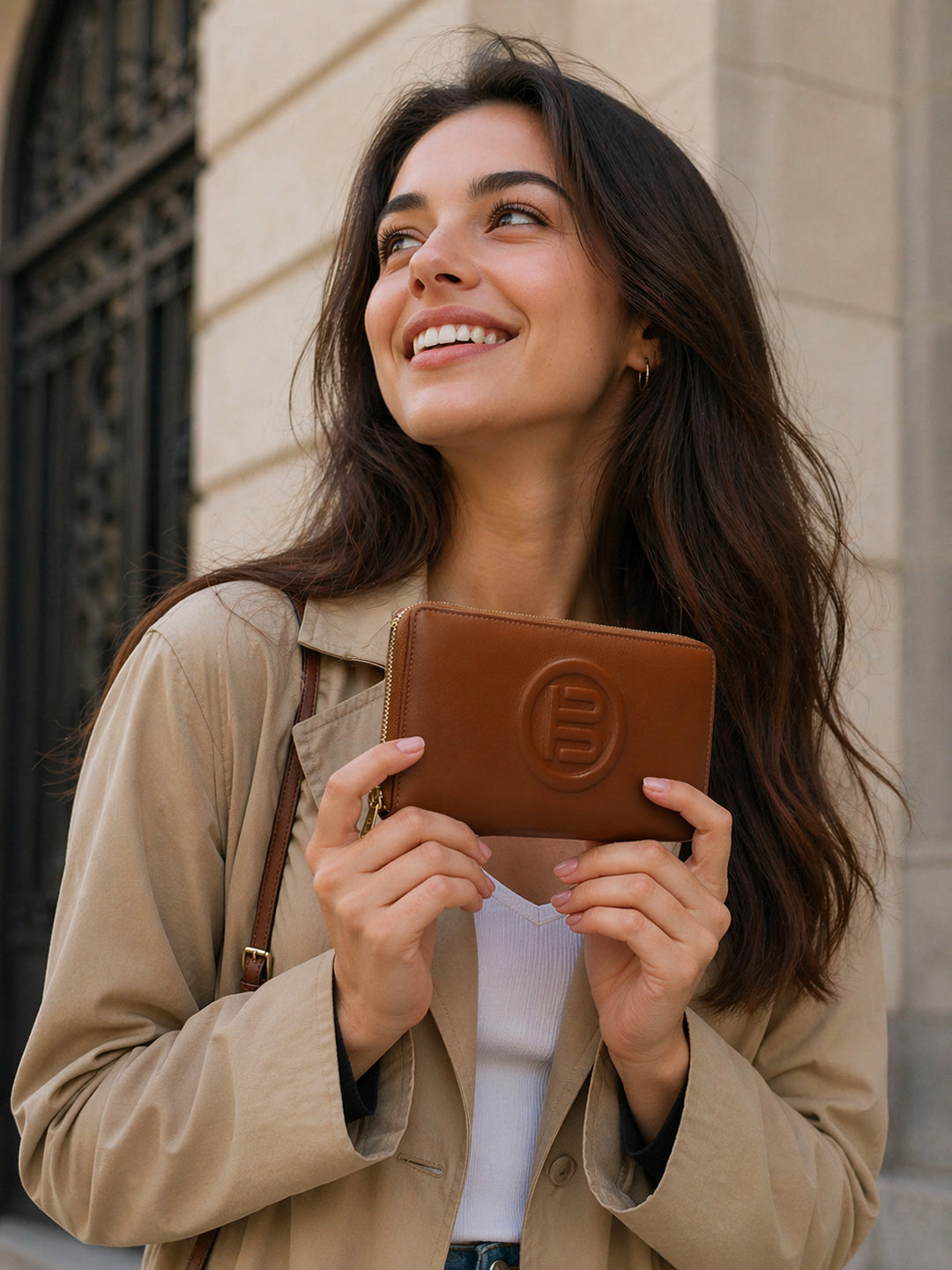 BAGATT Tan Plain Leather Zipped Long Wallet