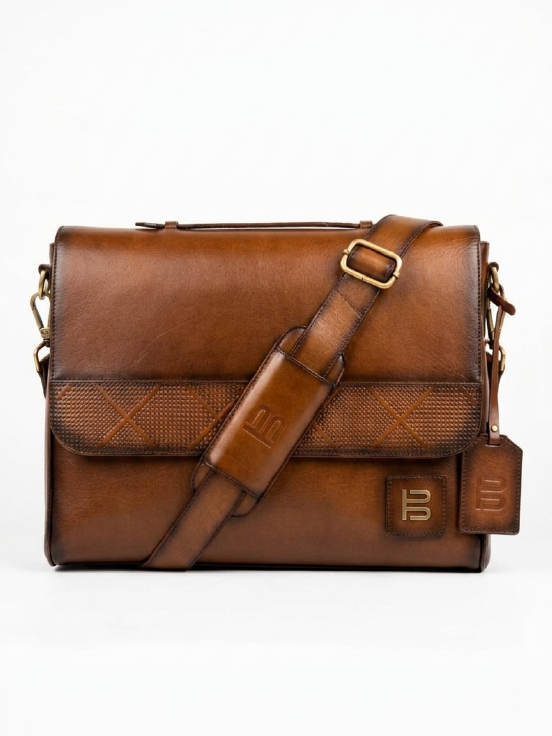 Tan Veg Tanned Leather Laptop Bag