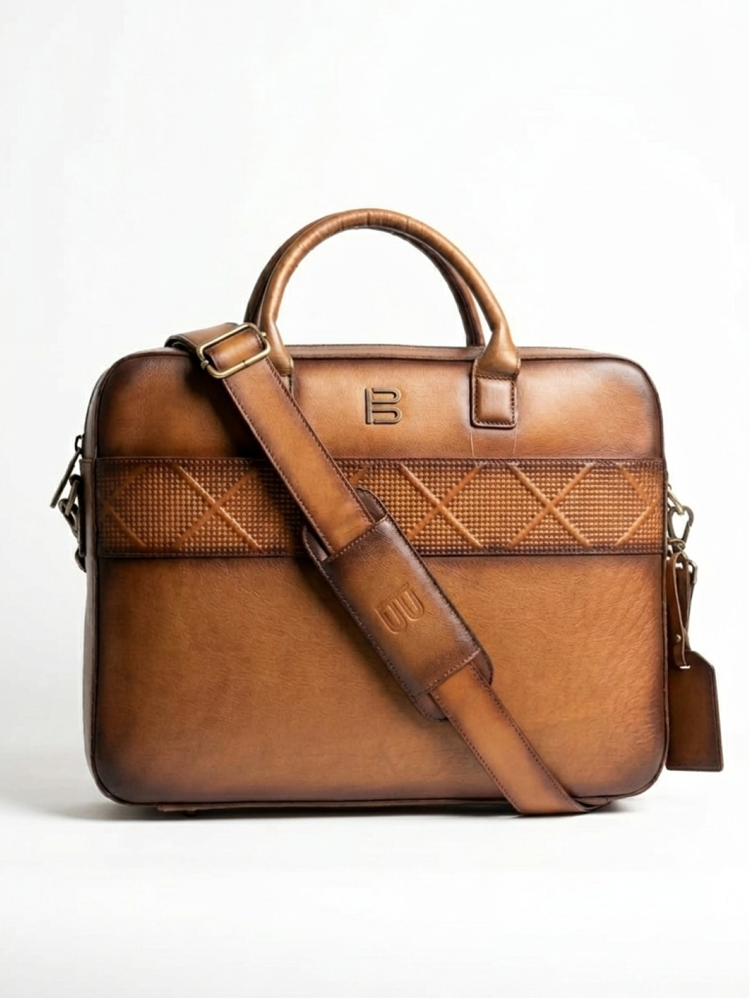 Tan Veg Tanned Leather Laptop Bag