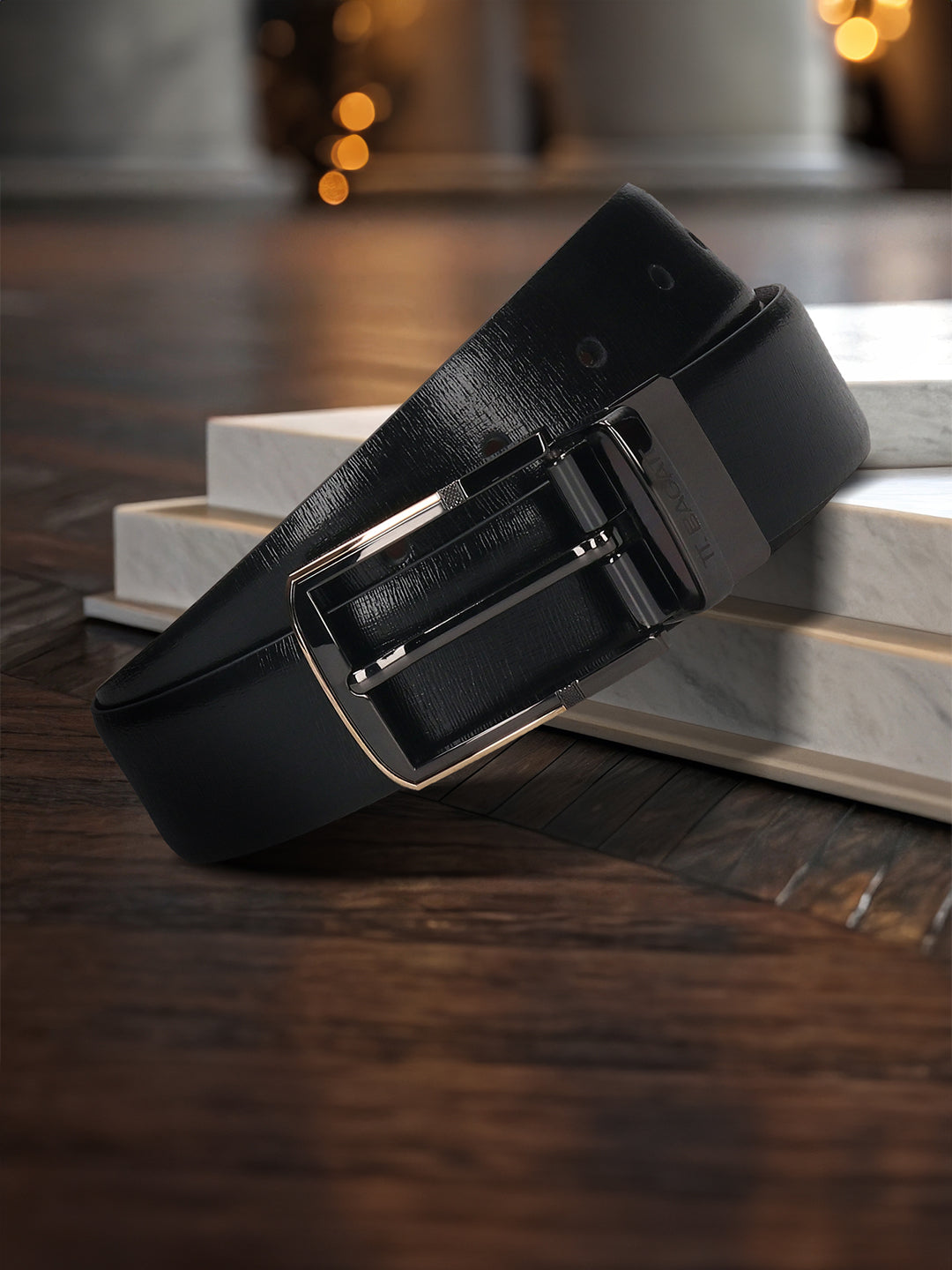 BAGATT Black  Italian Leather  Reversible Belt