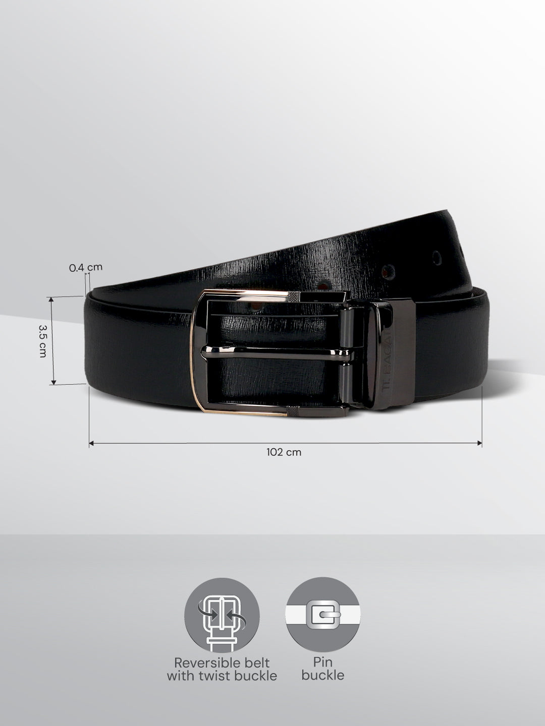BAGATT Black  Italian Leather  Reversible Belt