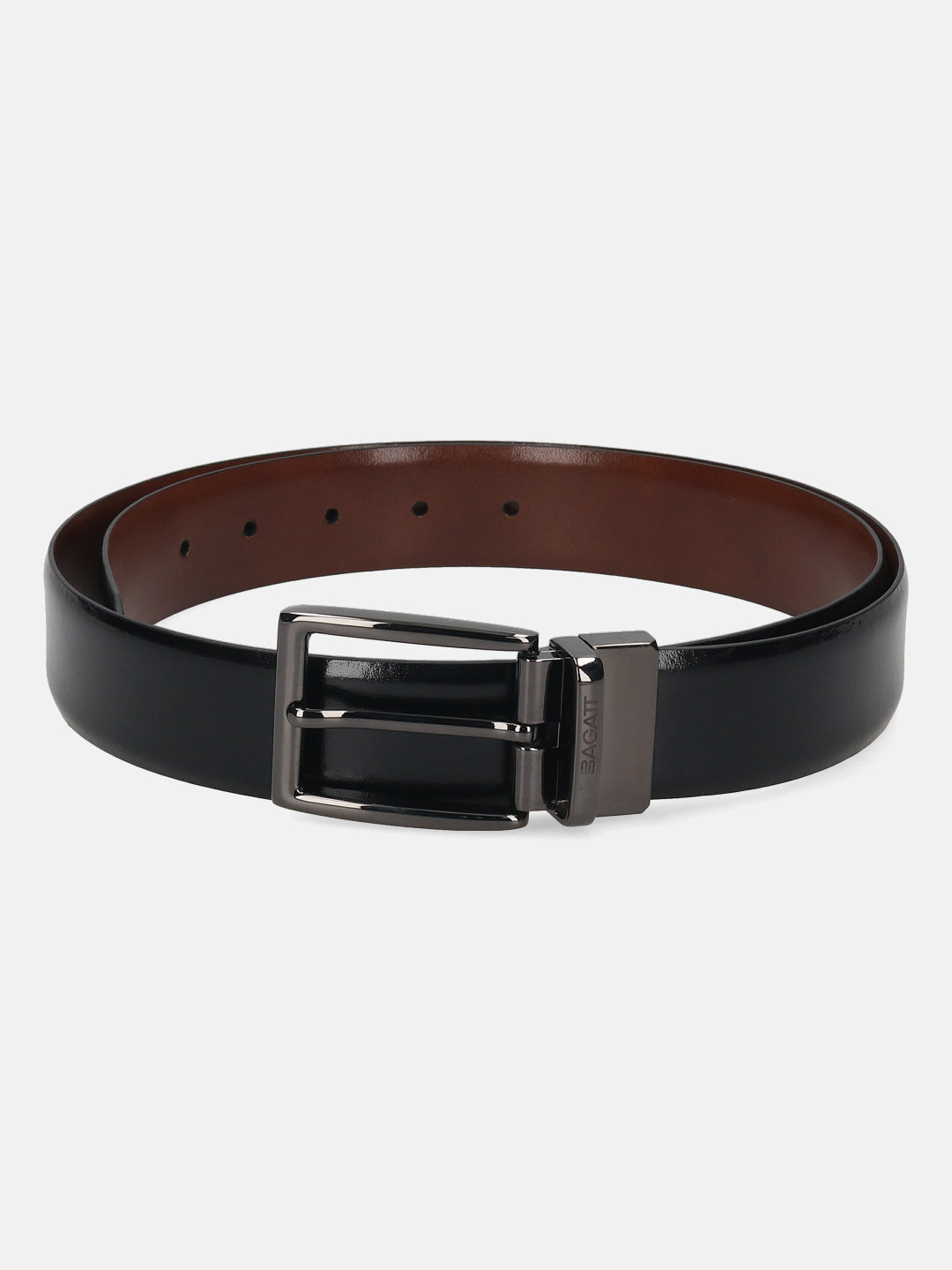BAGATT Black  Italian Leather Reversible Belt