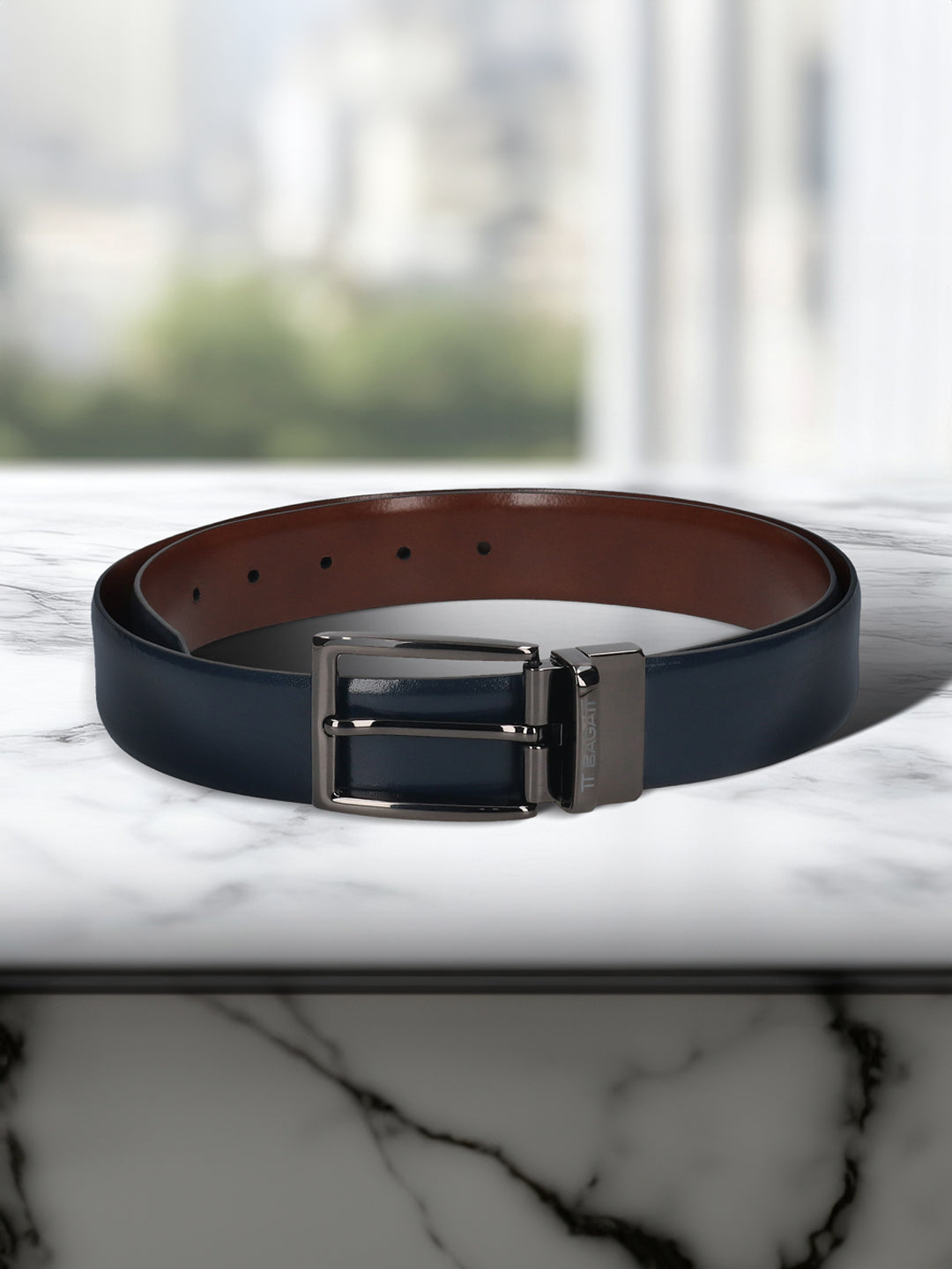 BAGATT Blue  Italian Leather Reversible Belt